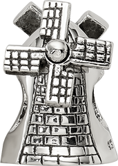 Sterling Silver 925 Windmill Bead with Antiqued Finish  Themed, Solid, Casted