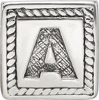 Sterling Silver 925 Antiqued Letter A Bead with Triangle Block Design