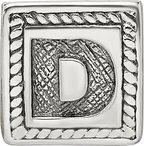 Sterling Silver 925 Antiqued Letter D Bead with Solid Triangle Block Design
