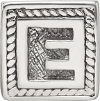 Sterling Silver 925 Antiqued Letter E Bead with Solid Casted Design