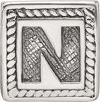 Sterling Silver 925 Antiqued Letter N Bead for Charm Bracelet