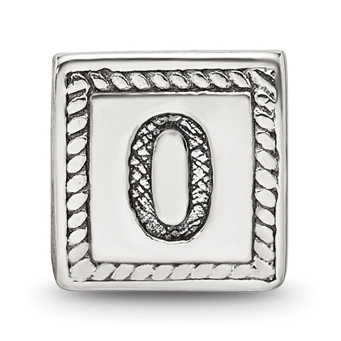 Sterling Silver 925 Antiqued Number 0 Triangle Bead Solid, Vintage Charm