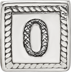 Sterling Silver 925 Antiqued Number 0 Triangle Bead Solid, Vintage Charm
