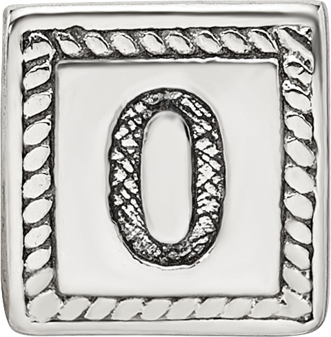 Sterling Silver 925 Antiqued Number 0 Triangle Bead Solid, Vintage Charm