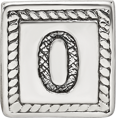 Sterling Silver 925 Antiqued Number 0 Triangle Bead Solid, Vintage Charm
