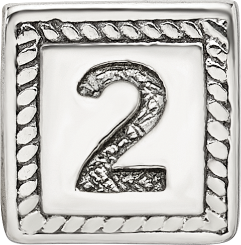 Sterling Silver 925 Antiqued Number 2 Triangle Block Bead for Custom Jewelry
