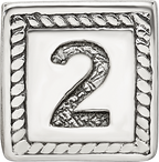 Sterling Silver 925 Antiqued Number 2 Triangle Block Bead for Custom Jewelry