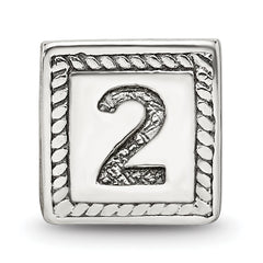 Sterling Silver 925 Antiqued Number 2 Triangle Block Bead for Custom Jewelry