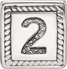 Sterling Silver 925 Antiqued Number 2 Triangle Block Bead for Custom Jewelry