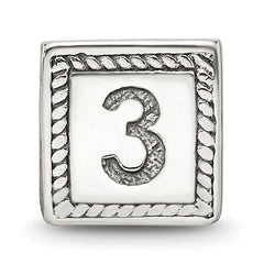 Sterling Silver Reflections Number 3 Triangle Block Bead