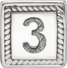Sterling Silver Reflections Number 3 Triangle Block Bead