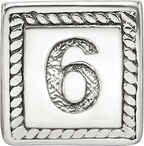 Sterling Silver 925 Antiqued Triangle Block Bead Number 6 Solid Design