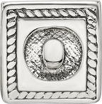 Sterling Silver 925 Antiqued Letter O Bead with Solid Design