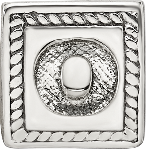 Sterling Silver 925 Antiqued Letter O Bead with Solid Design