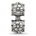 Sterling Silver 925 Antiqued Floral Connector Bead Vintage-Inspired Elegant Design