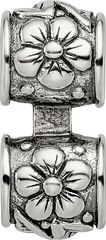 Sterling Silver 925 Antiqued Floral Connector Bead Vintage-Inspired Elegant Design