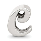 Sterling Silver 925 Script Letter C Bead with Polished Finish