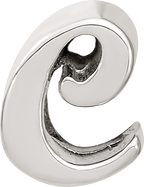Sterling Silver 925 Script Letter C Bead with Polished Finish