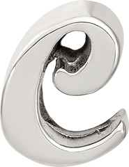 Sterling Silver 925 Script Letter C Bead with Polished Finish