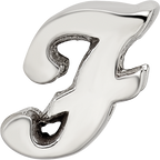 Sterling Silver 925 Script F Bead with Polished Finish Solid Cast Design