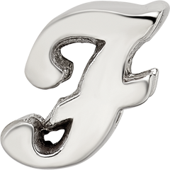 Sterling Silver 925 Script F Bead with Polished Finish Solid Cast Design