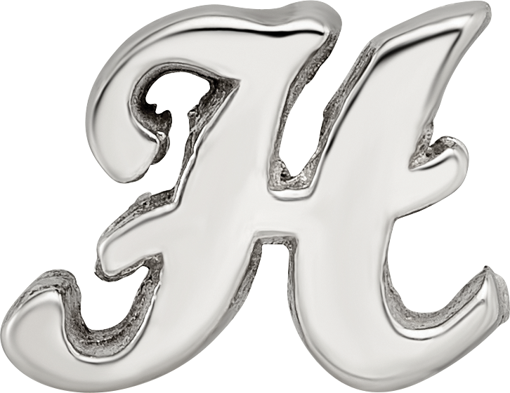 Sterling Silver 925 Script Letter H Bead with Polished Finish Solid Elegant Design