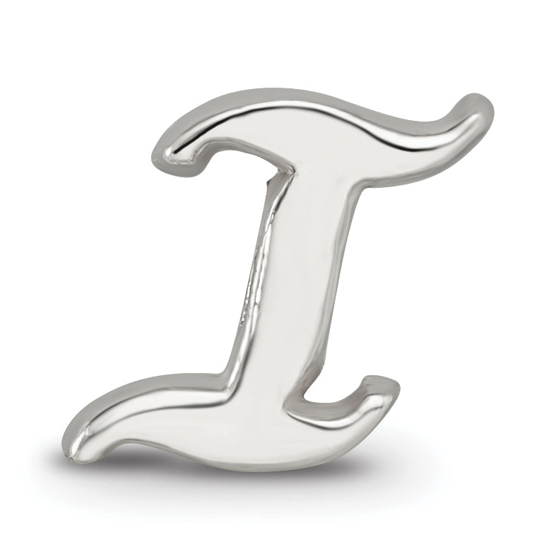 Sophia Jewelers Polished Sterling Silver 925 Letter I Bead  Elegant Script Design