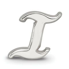 Sophia Jewelers Polished Sterling Silver 925 Letter I Bead  Elegant Script Design