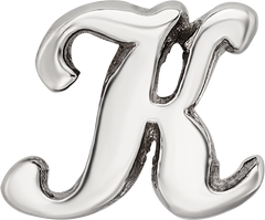 Sterling Silver 925 Polished Script Letter K Bead Solid Classic Charm