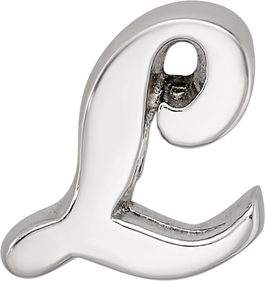 Sterling Silver 925 Script Letter L Bead with Polished Finish