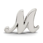 Sterling Silver 925 Script M Bead with Polished Finish Solid