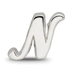 Sterling Silver 925 Script Letter N Bead with Polished Finish