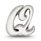Sterling Silver 925 Script Letter Q Bead with Polished Finish