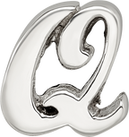 Sterling Silver 925 Script Letter Q Bead with Polished Finish