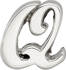Sterling Silver 925 Script Letter Q Bead with Polished Finish