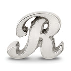 Sterling Silver 925 Script Letter R Bead with Polished Finish