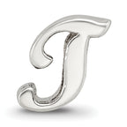 Sterling Silver 925 Script T Bead with Polished Finish