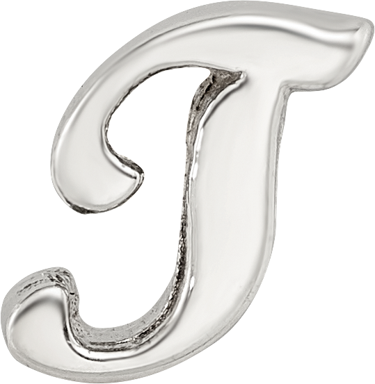 Sterling Silver 925 Script T Bead with Polished Finish