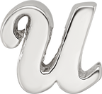 Sterling Silver 925 Script Letter U Bead with Polished Finish
