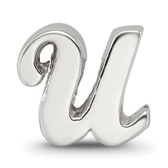 Sterling Silver 925 Script Letter U Bead with Polished Finish