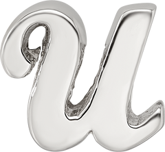 Sterling Silver 925 Script Letter U Bead with Polished Finish