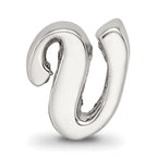 Sterling Silver 925 Letter V Script Bead with Polished Finish