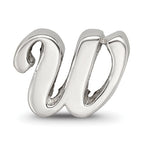 Sterling Silver 925 Script W Bead Polished Solid Classic Design
