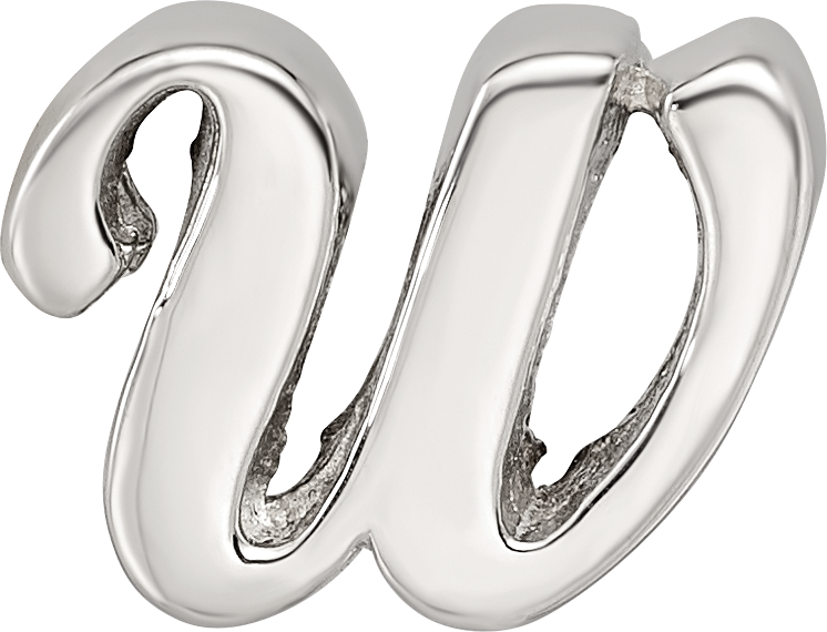 Sterling Silver 925 Script W Bead Polished Solid Classic Design
