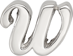 Sterling Silver 925 Script W Bead Polished Solid Classic Design