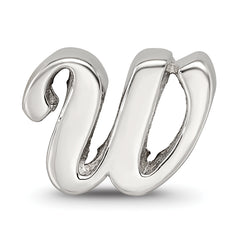 Sterling Silver 925 Script W Bead Polished Solid Classic Design