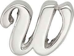 Sterling Silver 925 Script W Bead Polished Solid Classic Design