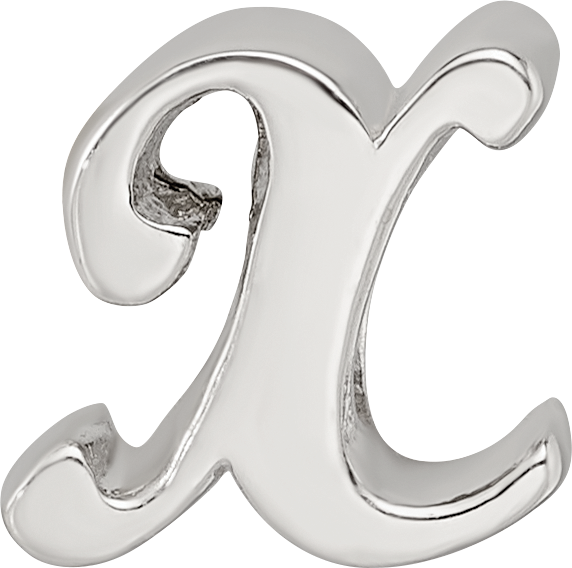 Sterling Silver 925 Script Letter X Bead with Polished Finish