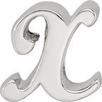 Sterling Silver 925 Script Letter X Bead with Polished Finish