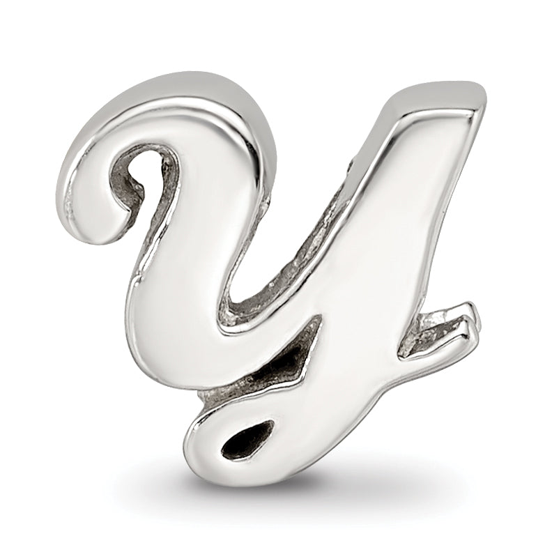 Sterling Silver 925 Script Letter Y Bead with Polished Finish Elegant Design